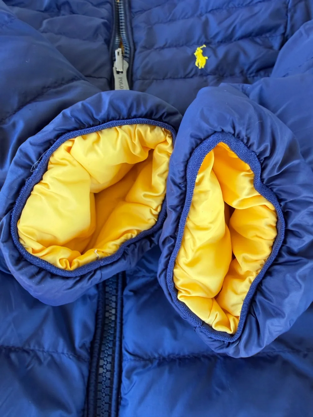 Polo Ralph Lauren Reversible Puffer Jacket Full Zip Blue Yellow 4T GUC
